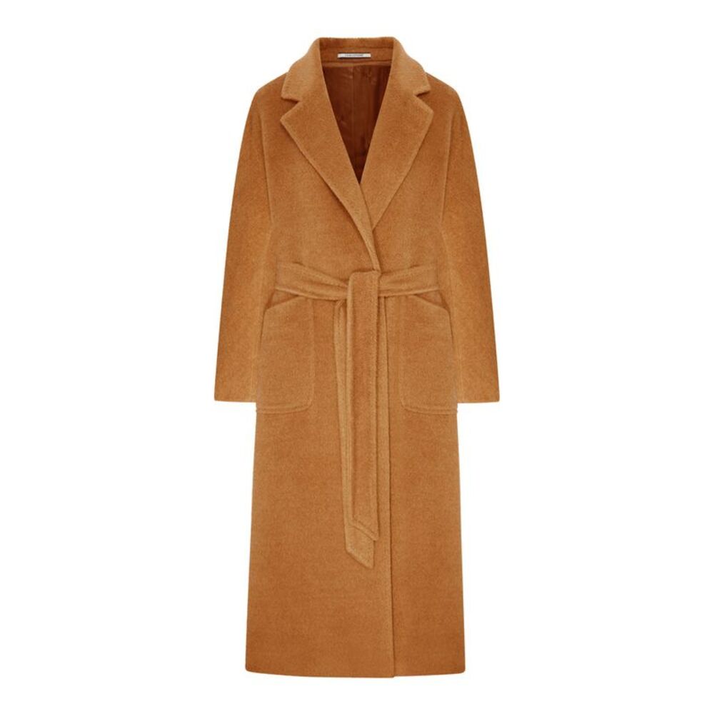 Tagliatore Women Long Camel Belted Coat